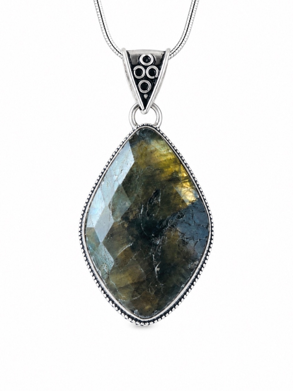 Silver Plated Labradorite Boho Statement Necklace